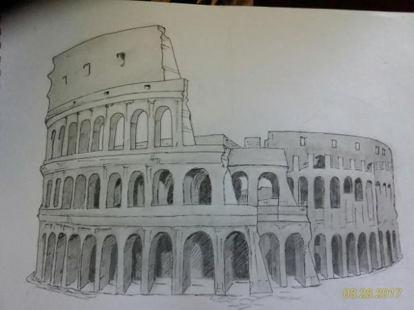 Колизей в Риме карандашом