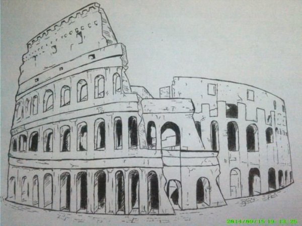 Колизей в Риме карандашом