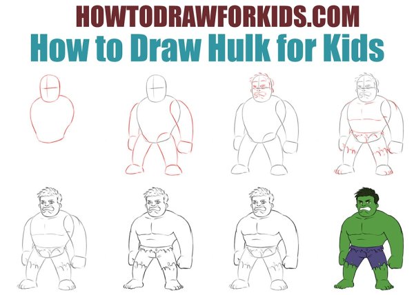 Халк пошаговое рисование