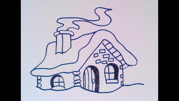 Трафарет домик с трубой