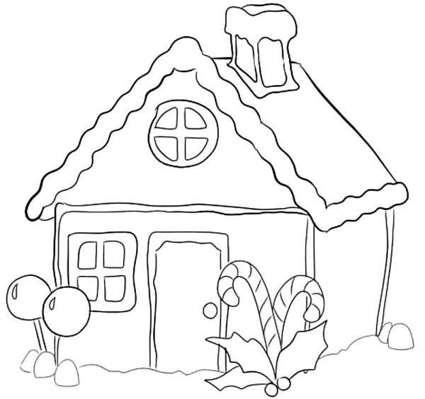 Пряничный домик рисунок карандашом