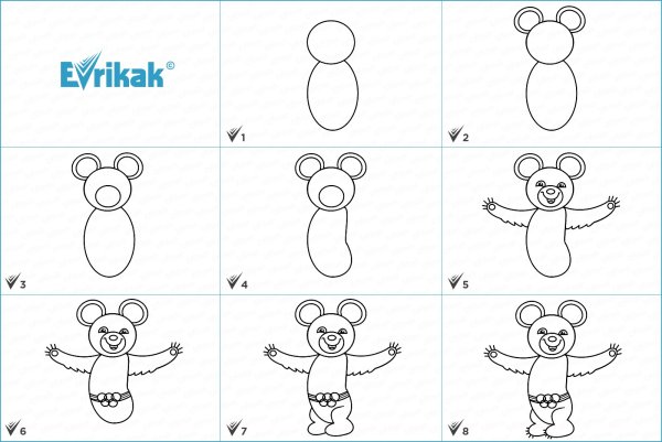 Мишка рисунок карандашом