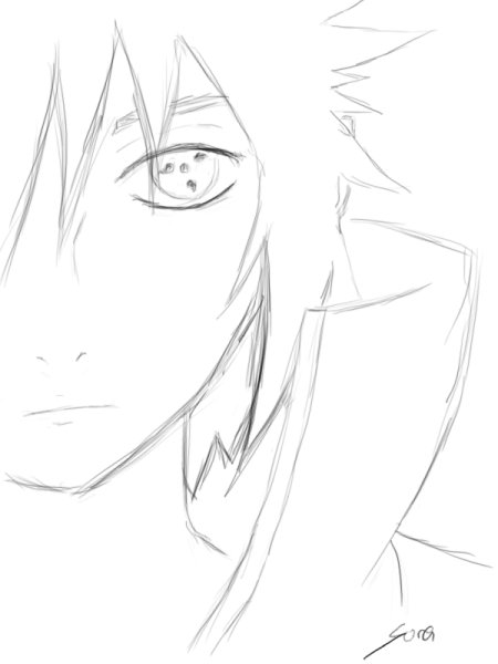 Аниме для срисовки Наруто Саске