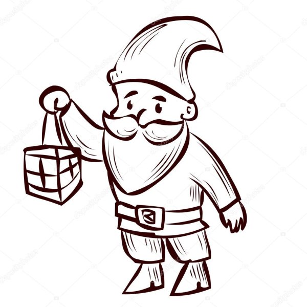 Гном рисунок для срисовки