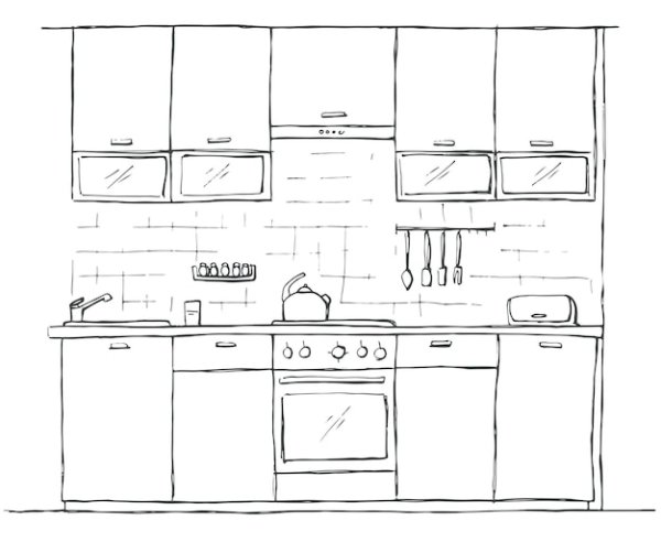 Срисовка кухни легкая