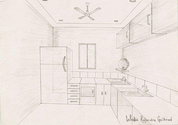 Интерьер кухни фронтальная перспектива