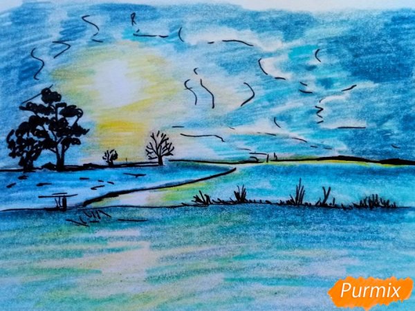 Фантастический пейзаж карандашом