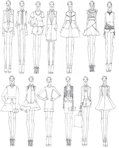 Модели для одежды карандашом