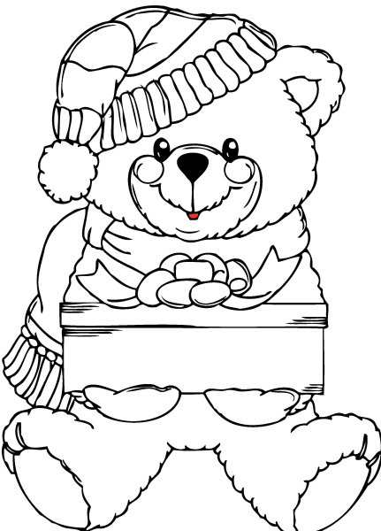 Новогодний Медвежонок раскраска
