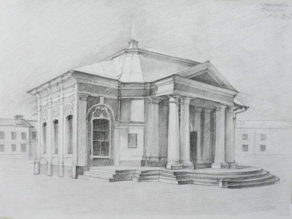 Архитектурные сооружения карандашом