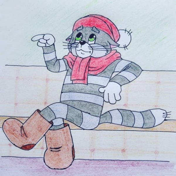 Поэтапное рисование кота Матроскина