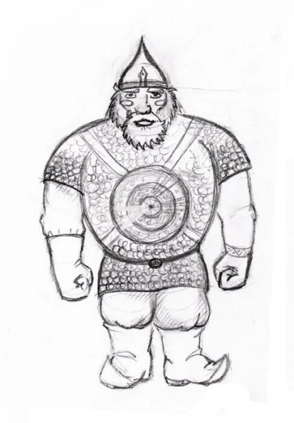 Богатырь рисунок легкий