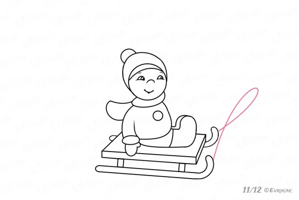 Санки раскраска для детей