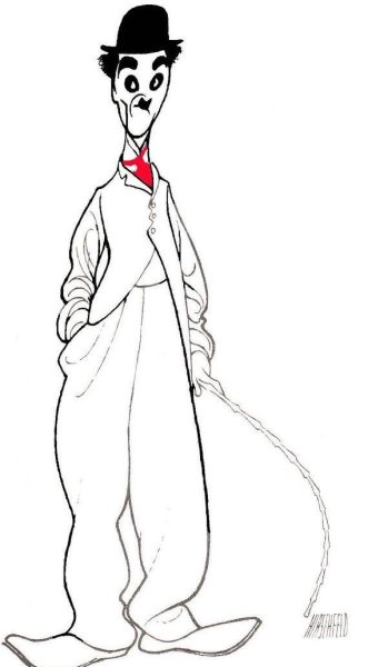 Чарли Чаплин портрет нарисова