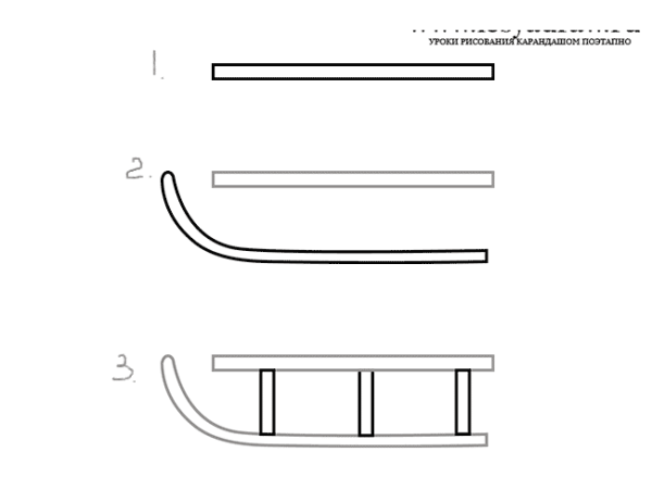 Как нарисовать санки поэтапно
