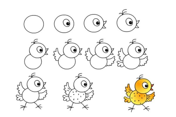 Рисование для детей цыпленок