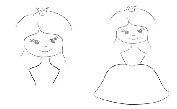 Поэтапное рисование принцессы для детей