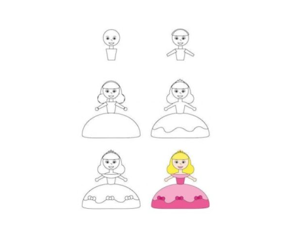 Рисунок принцессы пошагово