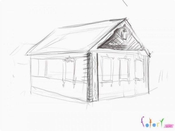Нарисовать деревенский дом