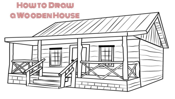 Рисование деревянный дом