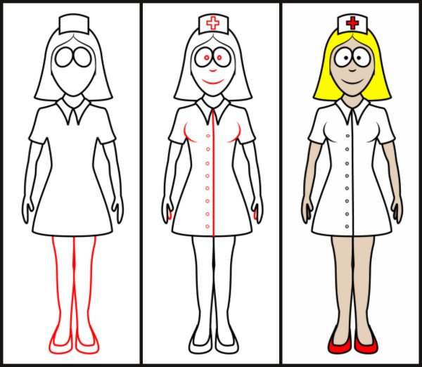 Врач женщина рисунок черно белый