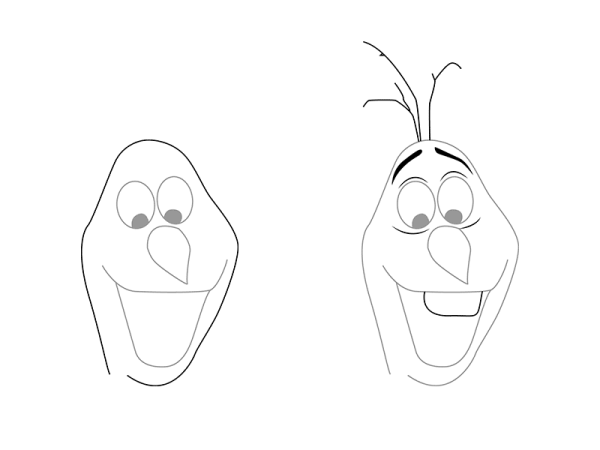 Как нарисовать снеговика Олафа поэтапно