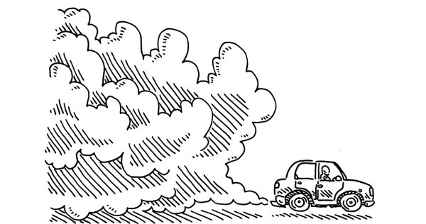 Загрязнение воздуха машинами раскраски