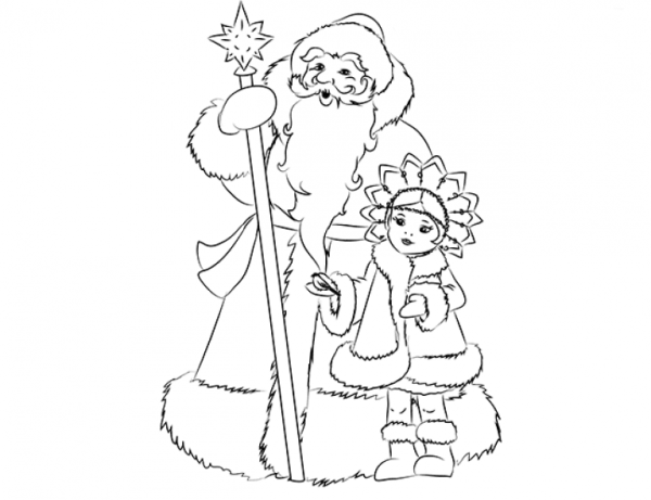 Дед Мороз и Снегурочка рисунок карандашом