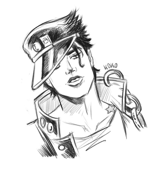 Джотаро Куджо рисунок карандашом