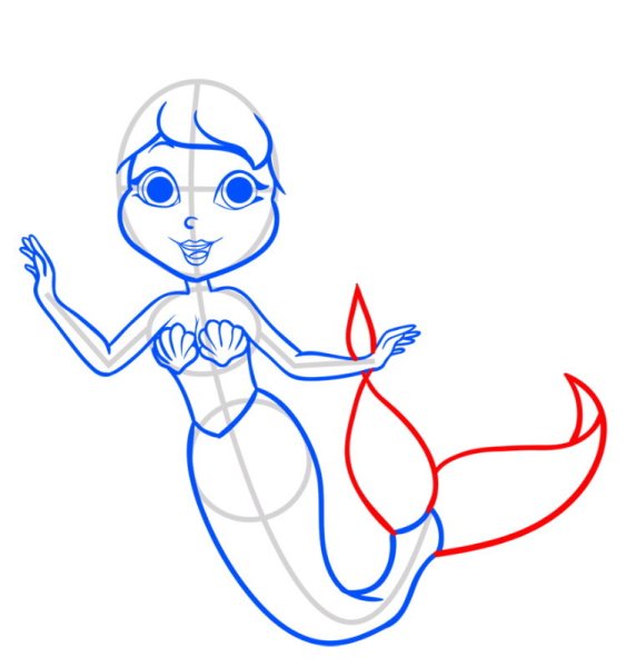 Поэтапное рисование русалки