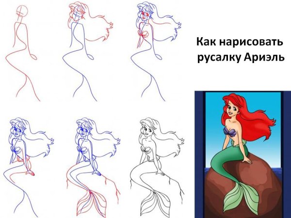 Схема рисования Русалочки Ариэль