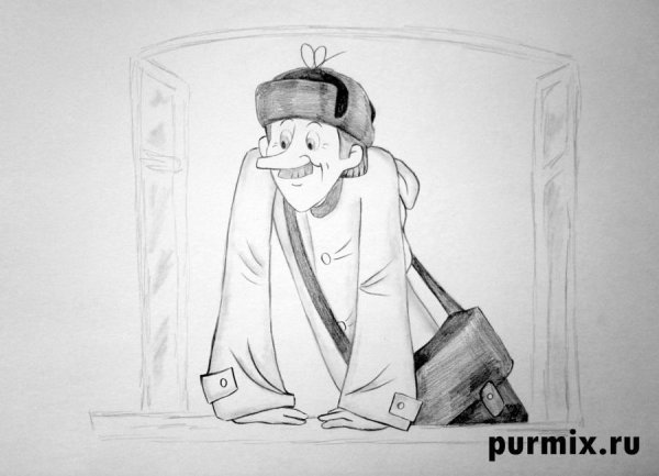 Печкин рисунок карандашом