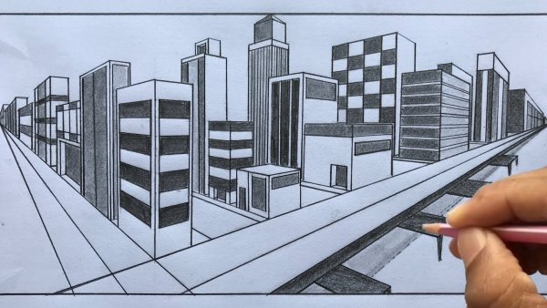 Зарисовка города будущего легко