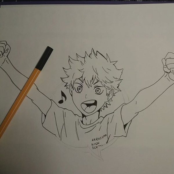 Аниме волейбол Хината карандашом
