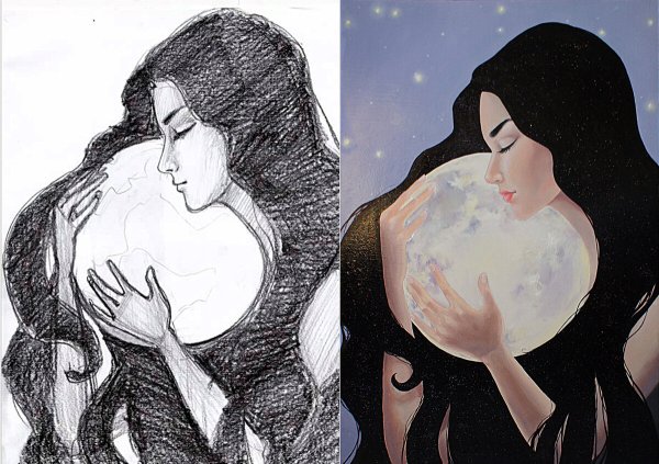 Рисунки на холсте карандашом