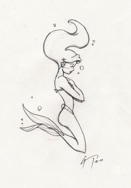 Русалка рисунок для срисовки