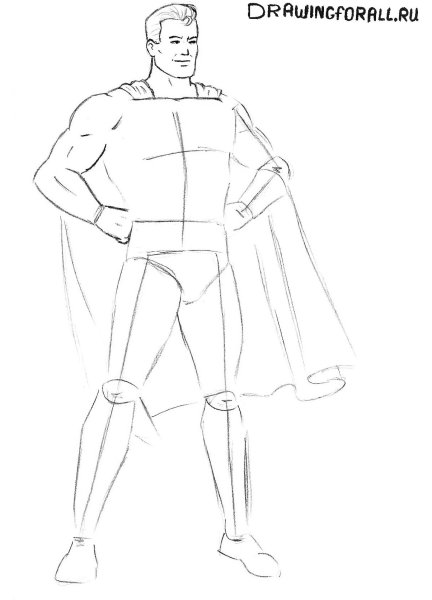 Супермен рисунок поэтапно