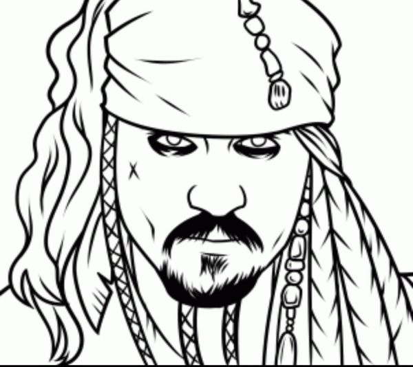 Раскраска пираты Карибского моря Джек Воробей