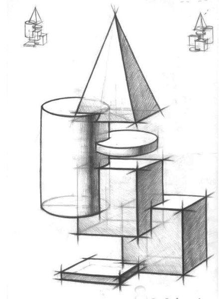 Композиция геометрических фигур аксонометрия