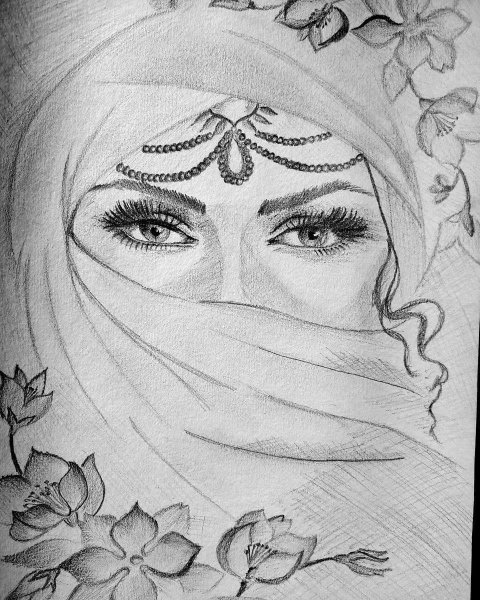 Портрет в карандаше арабки