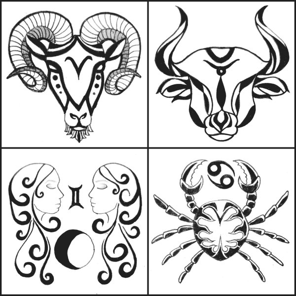 Знаки зодиака рисунки карандашом