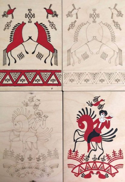 Мезенская роспись эскиз