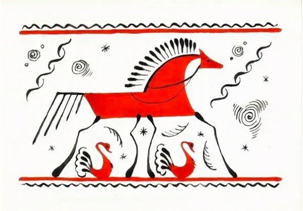 Мезенская роспись конь поэтапно