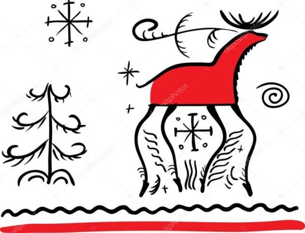 Мезенская роспись олень