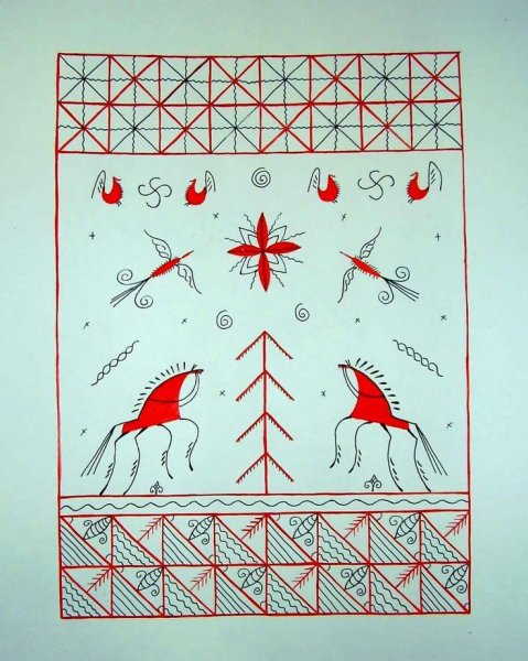 Мезенская роспись Древо жизни