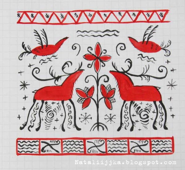 Мезенская роспись элементы конь