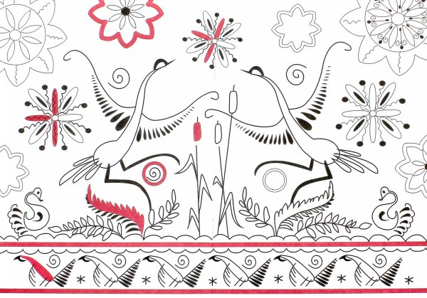 Мезенская роспись птицы