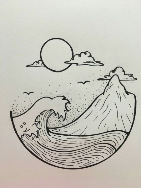 Рисунки моря карандашом для срисовки