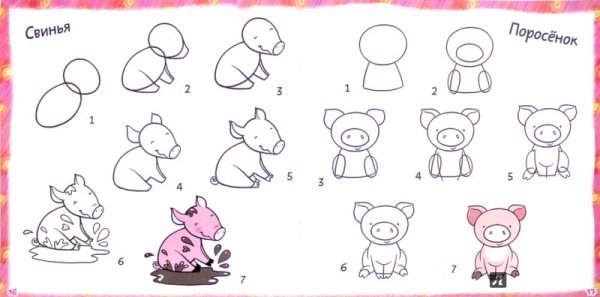 Пошаговое рисование волка