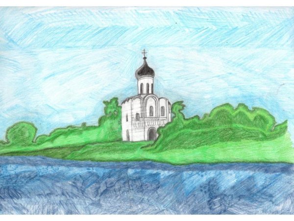 Храм Покрова на Нерли рисунок карандашом